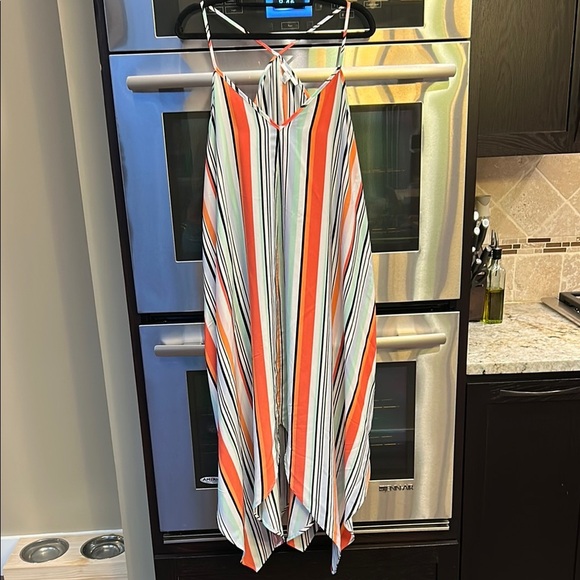 Bar III‎ Asymmetrical High-Low Sundress Orange Black - Picture 1 of 5